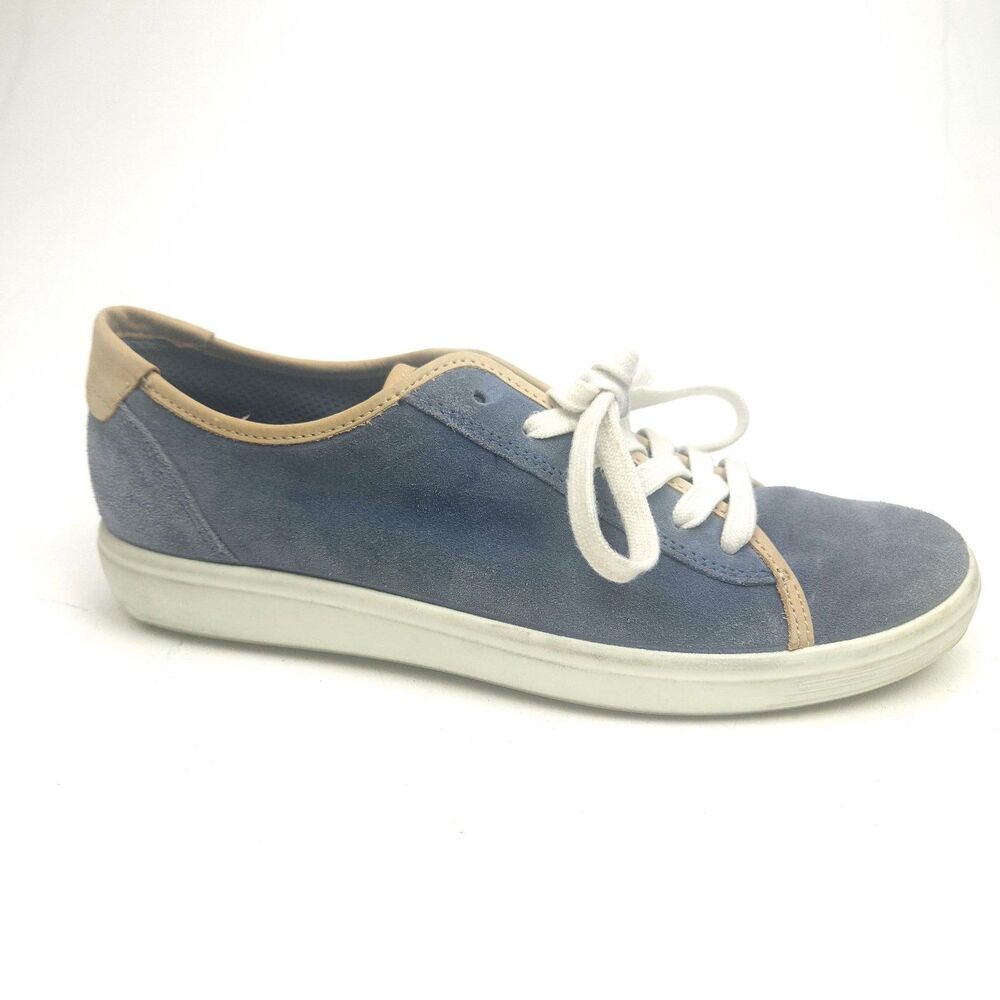 ECCO Soft 7 Women’s Size 40 US 9-9.5 Sneakers Blue Suede Low Top Comfort Shoes